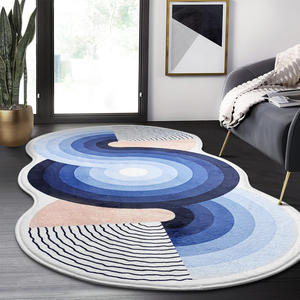 <span class=keywords><strong>Tappeto</strong></span> a Righe Stampato in 3D, <span class=keywords><strong>Tappeto</strong></span> Semicircolare da Comodino con Design del Logo - Product Image 2