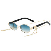 Lunettes de soleil pour femmes, style européen et américain, avec cordon antidérapant, monture intégrale en métal, protection UV400, emballage en boîte