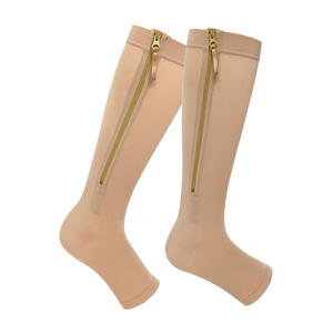 Calcetines de compresión de media pantorrilla de alta calidad de grado médico para uso transfronterizo, con cremallera YKK, unisex, juveniles, de material Spandex/Nylon - Product Image 1