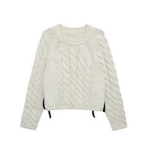 2025 Women's Autumn Breathable <b>Vintage</b> O Neck Long Sleeve Pullovers 100% Polyester New Fashion Knitted <b>Sweater</b> All-Match Casual - Product Image 1