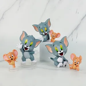 Conjunto de mini gatos de plástico com 12 peças, conjunto em atacado, boneca de brinquedo para decoração de bolo, gato com animal