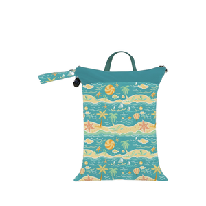 Sac de plage et de pique-nique imperméable avec logo personnalisé, 2 poches zippées, imprimés animaux, pour maillots de bain et vêtements mouillés, portable pour le voyage - Product Image 1