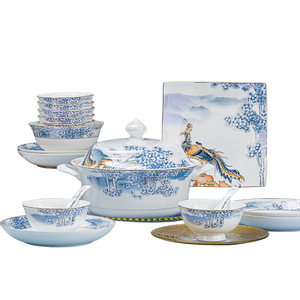 Vajilla Moderna Desechable de Porcelana Fina Jingdezhen Azul y Blanca, Utensilios para Frutas, Platos de Alta Calidad - Product Image 5