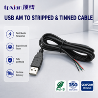Câble USB 2.0 personnalisé mâle A vers fil nu étamé à extrémité ouverte, câble de charge et de données USB 4 conducteurs pour contrôle industriel