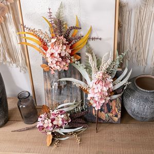 CallaFloral Ramo de Hortensias Rosa, Naranja y Rojo, Flores Artificiales para Boda, Estilo Instagram, Decoración - Product Image 1