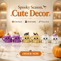 Gantungan Kunci Halloween 3D Print Material Ghost Ice Cream Fidget Clickers Bentuk Cangkir Keyboard Squeeze Pereda Stres