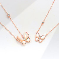 Elegante S925 Sterling Silber Feinschmuck Perlmutt Schmetterling Anhänger Halskette Süßer Leichter Luxus Damen Großhandel Bijoux Collares