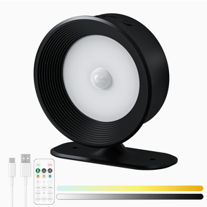 Black Cordless Rechargeable Wall Lamp, PIR <b>Motion</b> Sensor LED Spotlight, Remote Control Art <b>Light</b> for Home Decor & Gallery - Product Image 1