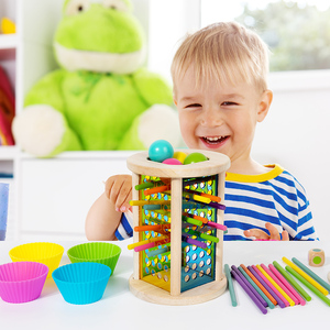 Juego de Mesa Educativo 3 en 1 de Madera para Niños: Juguete de Equilibrio, Palos de Arrastre y Entrenamiento Cognitivo de Colores - Product Image 2