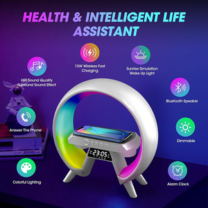 5 Trong 1 Đa-Chức Năng 10W Sạc Không Dây Điện Thoại Nhanh Chóng Sạc Dock Với Loa Đồng Hồ Báo Thức RGB Thông Minh Đêm Đèn - Product Image 4