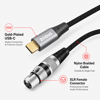 Câble Microphone Flexible Type C vers XLR Mâle-Femelle TRS, Plaqué Or, Blindage en Cuivre Nu