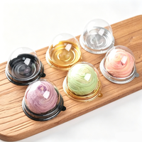 Boîtes d'emballage en blister rondes en plastique PET écologiques pour gâteaux miniatures et croquants au jaune d'œuf, jetables avec couvercles