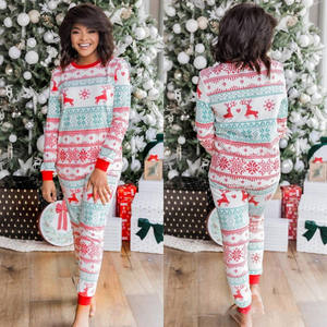 नए शीतकालीन होम सेट पजामा की लुभावनी नरम बुना हुआ आकस्मिक पजामा इलास्टिक कमर थर्मल फ्रंट - Product Image 3