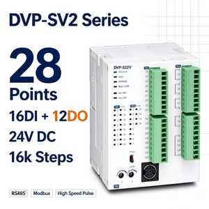 PLC Original Serie DVP-SV2 DVP28SV11R2/T2/S2 RS-232 RS-485 Modbus 512 I/O para Automatización de Edificios - Product Image 1