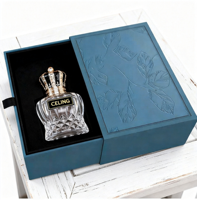 Flacon vaporisateur de parfum en verre personnalisable avec étiquette en papier couleur, 50 ml, 100 ml, avec couvercle couronne et boîte cadeau