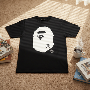 T-shirt a maniche corte personalizzata in cotone vintage pesante 260g con stampa Shark Letter per Ape Head, per vendita all'ingrosso transfrontaliera - Product Image 1