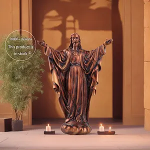Fabrika toptan katolik dini heykeller reçine hıristiyan soğuk döküm bronz reçine heykeller İsa