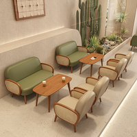 Nordic Modern Style Coffee Shop Holz Rattan Leder Sofa Set Dessert Buchhandlung Esstisch und Sessel Gewerbe möbel