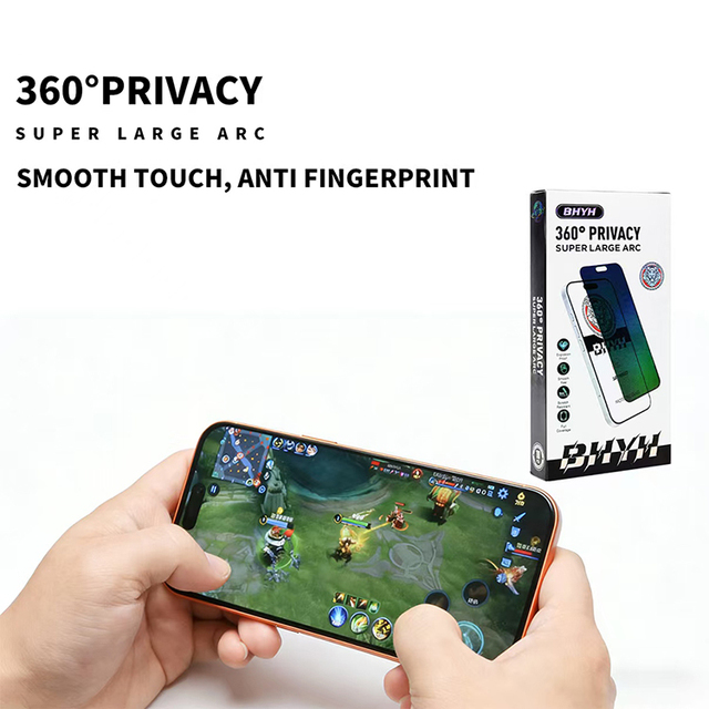0.4mm Thickness High-aluminum Large Arc 360 degrees privacy Film For iphone 16 pro max Tempered Glass Screen Protector