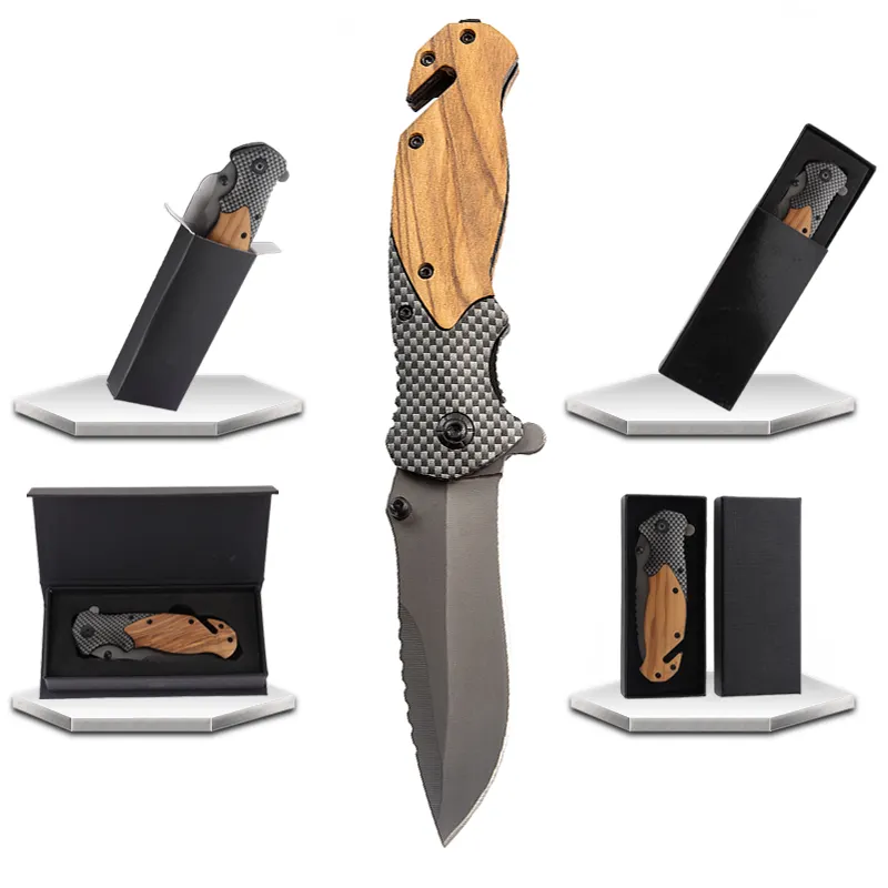 2024 מכירה חמה X50 כלי יד אחרים סכין ידית עץ זית קמפינג חיצוני הישרדות טקטי מתקפל כיס ציד סכין ציד