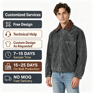 <span class=keywords><strong>Giacca</strong></span> da Lavoro in <span class=keywords><strong>Pelle</strong></span> Scamosciata Stile Western Personalizzata, Colletto a Contrasto, Zip Bidirezionale, Etichetta Privata, <span class=keywords><strong>Giacca</strong></span> da Motociclista in <span class=keywords><strong>Pelle</strong></span> per <span class=keywords><strong>Uomo</strong></span> - Product Image 2