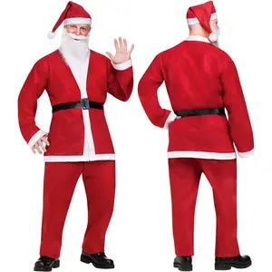 Disfraz de Papá Noel para adultos de fieltro rojo y azul, disfraz de Navidad para hombre, trajes de Papá Noel para hombre, eventos de carrera de Papá Noel