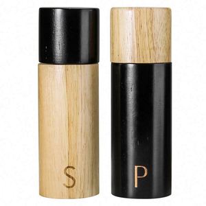 Juego de Molinillos de Sal y Pimienta de Roble de 7 Pulgadas, con Perilla Giratoria, Manuales, de Madera, Retro, Creativos, Negros, para Regalo, Cocina - Product Image 2