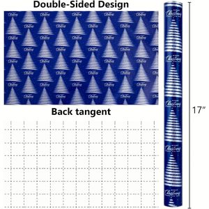 Christmas <b>Wrapping</b> <b>Paper</b> Blue Tree Design 17 Inch X Recyclable Gift Craft Use - Product Image 4