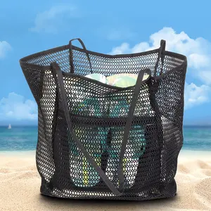 Sac à bandoulière pliable personnalisé pour femmes grand sac fourre-tout d'été en maille pour les vacances de pique-nique à la plage