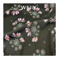 WI-B05 neue Ankunft Chiffon Material Stoff Digital gedruckt Schwarzgrün 100% Polyester Floral Crinkle Chiffon Stoff für Kleid