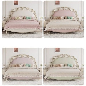 Cama de Madera Maciza de Estilo Americano, Ligera y de Lujo, de 1.8 m, Cama Doble para Dormitorio Principal, Estilo Europeo, Cama de Princesa con Arco, de Alta Gama, Estilo Francés Moderno - Product Image 5