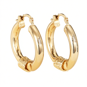 Orecchini a cerchio Adora in lega di zinco placcata oro, stile classico, gioielli unisex E4435 - Product Image 1