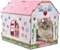 주문 이동할 수 있는 고양이 장난감 대피소 큰 실내 저장 고양이 Scratcher 집 windows를 가진 모양 고양이 마분지 집