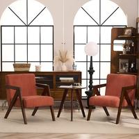 Fauteuil individuel de style Mid-century moderne avec dossier en bois massif, confortable pour les longues sessions – Styles américains Wabi-sabi pour bureau/chambre