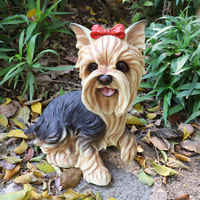 Sculpture de chien de jardin extérieur statues de chien en résine réalistes grandeur nature figurine de yorkshire terrier