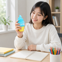 Balle anti-stress souple en forme de cornet de crème glacée, jouet sensoriel doux et extensible bleu/rose/orange pour soulager l'anxiété des enfants et des adultes