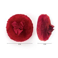 Houppette à poudre personnalisée en gros, couleur unie, avec nœud et ruban, douce et moelleuse, pour poudre corporelle et visage, outil de beauté à marque privée