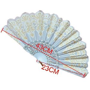 Abanico de mano plegable de plástico colorido con encaje para fiestas, festivales, espectáculos, bodas de verano, regalo, danza, venta al por mayor, chino/español - Product Image 6