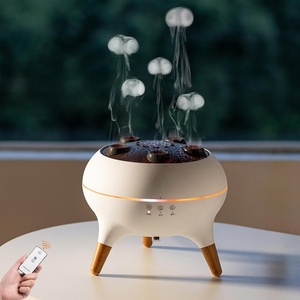Diffuseur d'aromathérapie à flamme simulée 3D, humidificateur d'air ultrasonique avec télécommande, son dynamique, détection sonore et pulvérisation méduse, avec fonction de minuterie - Product Image 1