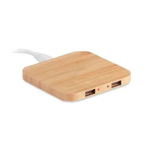 Hot Sale Custom Dual USB 15W Schnell ladung Holz Bambus Wireless Charger Pad Square