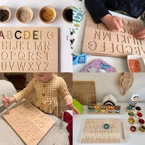 Tableau <span class=keywords><strong>de</strong></span> <span class=keywords><strong>suivi</strong></span> des lettres double face, tableau <span class=keywords><strong>de</strong></span> traçage <span class=keywords><strong>de</strong></span> l'alphabet en bois <span class=keywords><strong>de</strong></span> Montessori, jouets éducatifs, 11,55 x 11,45 pouces - Product Image 5