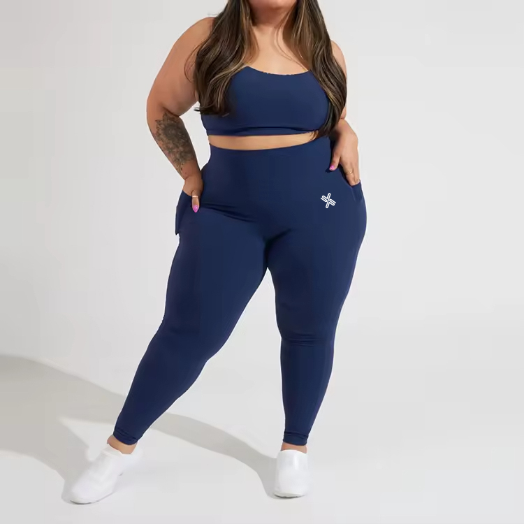 Two Piece Sport Outfit 2xxl Spandex Polyester Gym Sportswear Clothing Suit Big Size Women Breathable Plus Size Yoga Wear Sets