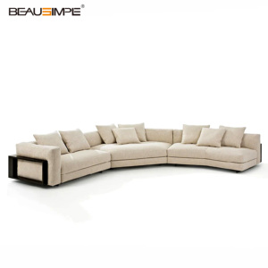Nuevo Sofá <span class=keywords><strong>Savoy</strong></span>, Sofá Seccional Curvo Modular Versátil con Reposabrazos de Madera Negra, Sofá de Lujo Ligero para Decoración del Hogar - Product Image 5