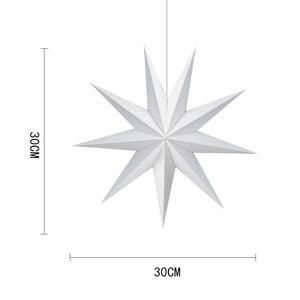 Offres Spéciales 30CM fait à la main découpé à neuf branches étoile ornements de noël suspendus étoiles pendentif floqué <span class=keywords><strong>tissu</strong></span> étoile lanterne anniversaire - Product Image 4