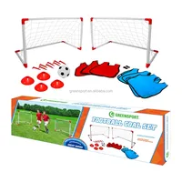आउटडोर खेल खेल के साथ पोर्टेबल प्लास्टिक गोल पोस्ट फुटबॉल फुटबॉल लक्ष्य शंकु गेंद पंप और निहित