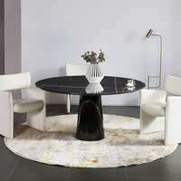 Table à manger ronde en marbre blanc italien de luxe, piédestal en pierre naturelle fait à la main pour hôtel, maison, restaurant