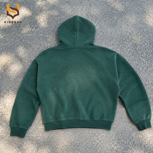 Custom Vintage Acid Wash Full <b>Zip</b> <b>Up</b> Heavyweight <b>Fleece</b> Sweatshirt Drop Shoulder Blank Rhinestone Embroidered Mens <b>Hoodies</b> - Product Image 2