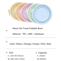 Bol pliable en silicone pour animaux de compagnie, couleur macaron, pour boire et manger en extérieur, bol de voyage portable pour animaux de compagnie
