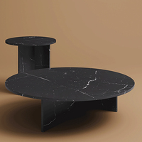Wabi-sabi table basse en pierre de travertin naturelle, table de salon minimaliste et ronde