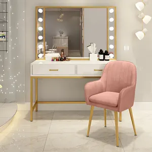 Phòng Ngủ Ánh Sáng Trắng Đen Tùy Chọn Lưu Trữ Dresser Đồ Nội Thất Trang Điểm Hiện Đại Bao Gồm Gương Vanity Set Bàn Trang Điểm Với Led